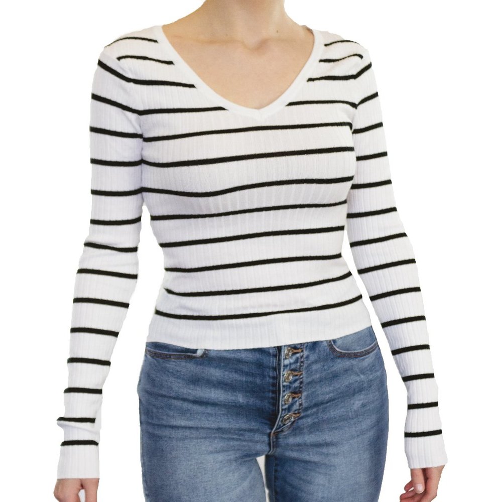 ✨ Urban Heritage White Black Stripe Long Sleeve